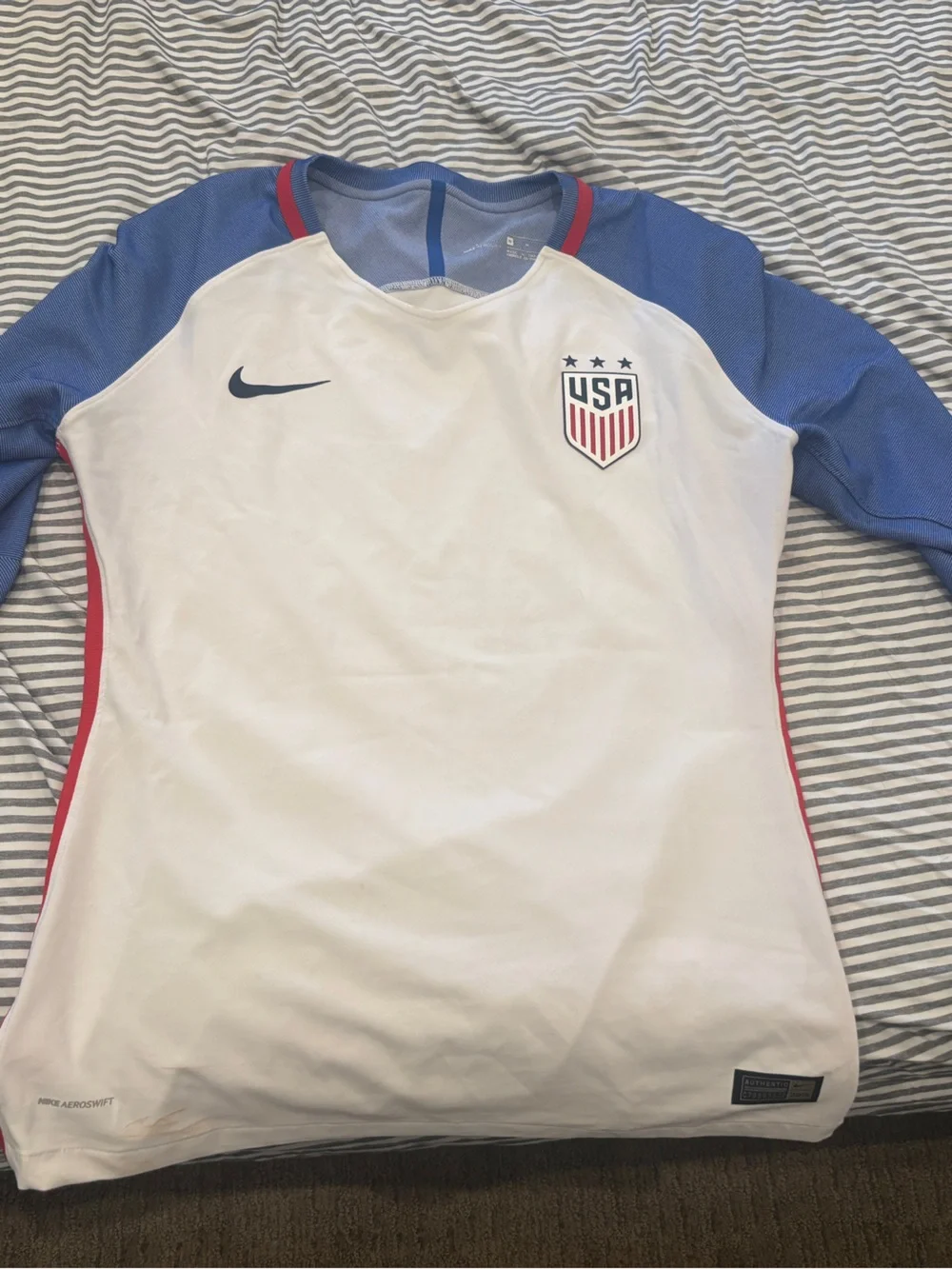 Nike USA Long Sleeve Training Shirt - White & Blue